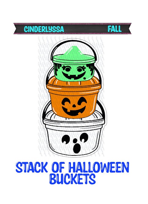 Stack of Halloween Buckets: Ghost, Witch & Pumpkin- Happy Meal Silicone Mold, Aroma Bead Molds, Car Freshener Mold, Premium Cardstock Images