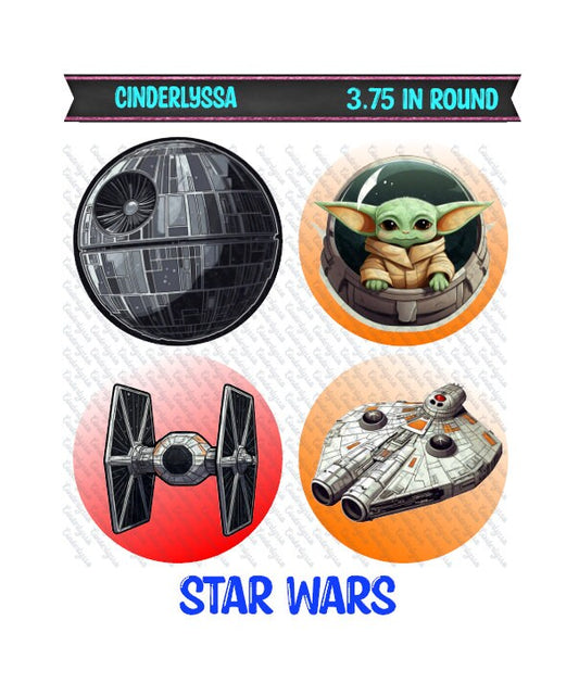 3.75 inch Round: Star Wars & Star Trek Mix for Silicone Mold, for Aroma Bead Molds, Car Freshener, Premium Cardstock Images