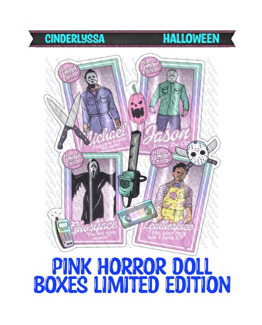Pink Horror Doll Boxes: Limited Edition Barbie Box - Halloween Silicone Mold, Aroma Bead Molds, Car Freshener Mold, Premium Cardstock Images
