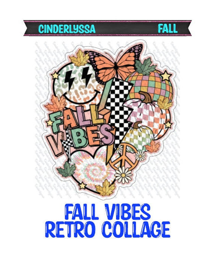 Fall Vibes Retro Collage: Disco Ball, Smiley, Butterfly, Peace Sign Silicone Mold, Aroma Bead Molds, Car Freshener Mold, Premium Cardstock