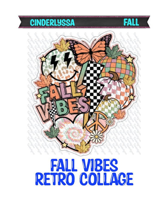 Fall Vibes Retro Collage: Disco Ball, Smiley, Butterfly, Peace Sign Silicone Mold, Aroma Bead Molds, Car Freshener Mold, Premium Cardstock