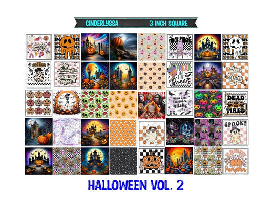 3 inch Square: Halloween Vol. 2 Theme Cardstock/Picture With Beveled Edge Silicone Mold, Aroma Bead Molds, Car Freshener Mold