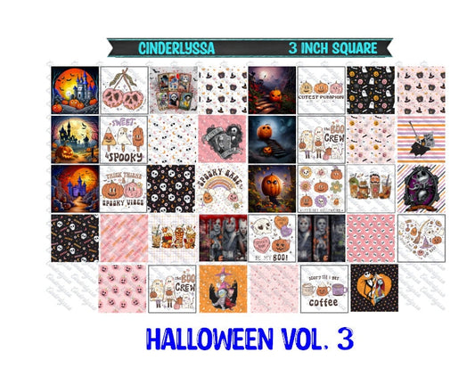 3 inch Square: Halloween Vol. 3 Theme Cardstock/Picture With Beveled Edge Silicone Mold, Aroma Bead Molds, Car Freshener Mold