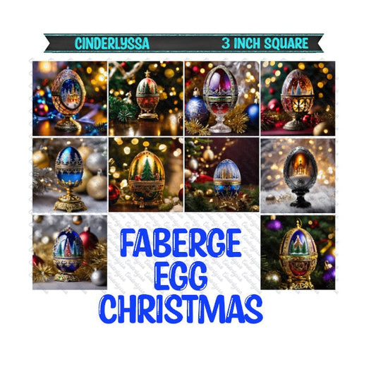 3 inch Square: Faberge Egg Christmas Theme Cardstock/Picture With Beveled Edge Silicone Mold, Aroma Bead Molds, Car Freshener Mold
