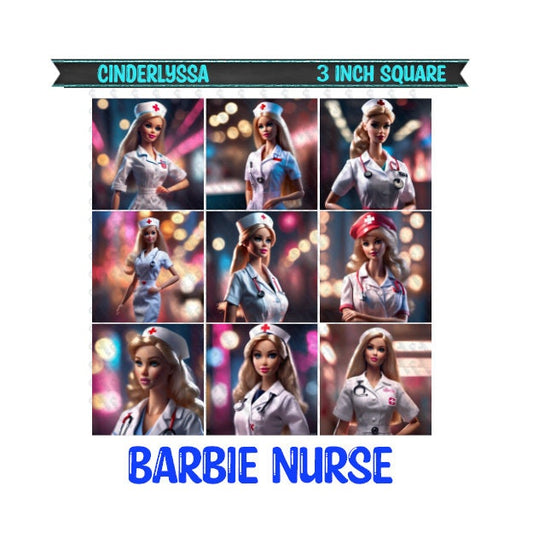 3 inch Square: Barbie Nurse Theme Cardstock/Picture With Beveled Edge Silicone Mold, Aroma Bead Molds, Car Freshener Mold