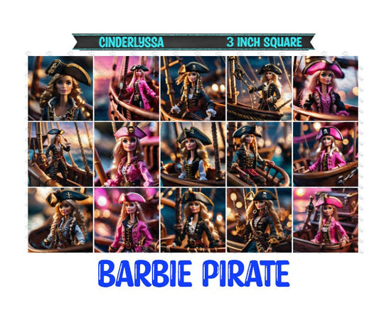 3 inch Square: Barbie Pirate Theme Cardstock/Picture With Beveled Edge Silicone Mold, Aroma Bead Molds, Car Freshener Mold