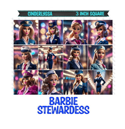 3 inch Square: Barbie Stewardess Theme Cardstock/Picture With Beveled Edge Silicone Mold, Aroma Bead Molds, Car Freshener Mold