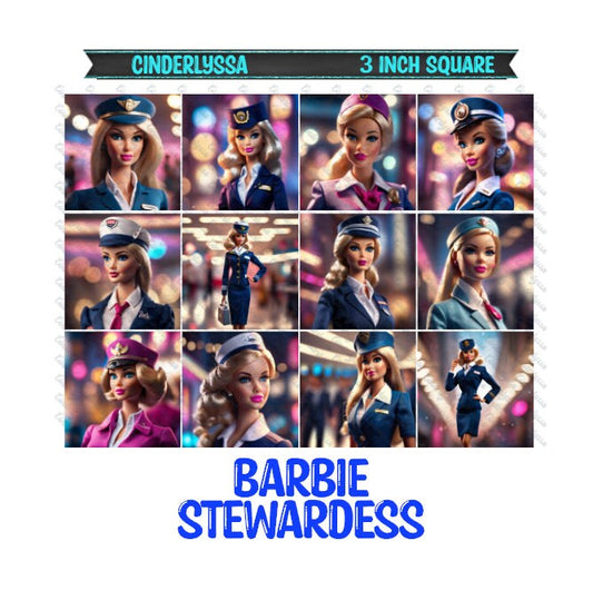 3 inch Square: Barbie Stewardess Theme Cardstock/Picture With Beveled Edge Silicone Mold, Aroma Bead Molds, Car Freshener Mold