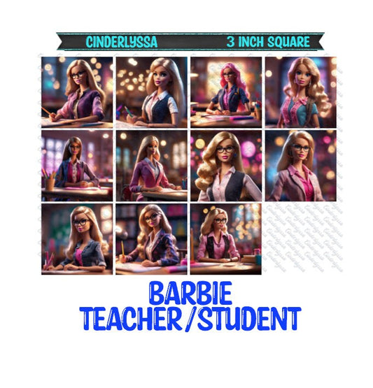 3 inch Square: Barbie Teacher/Student Theme Cardstock/Picture With Beveled Edge Silicone Mold, Aroma Bead Molds, Car Freshener Mold
