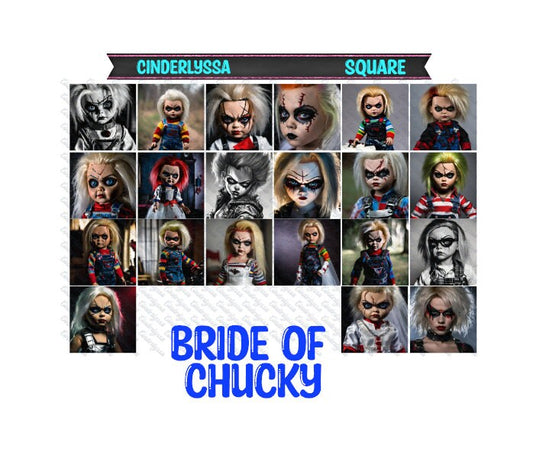 3 inch Square: Bride of Chucky - Movie Inspired Theme Cardstock/Picture With Beveled Edge Silicone Mold, Aroma Bead Molds,Car Freshener Mold