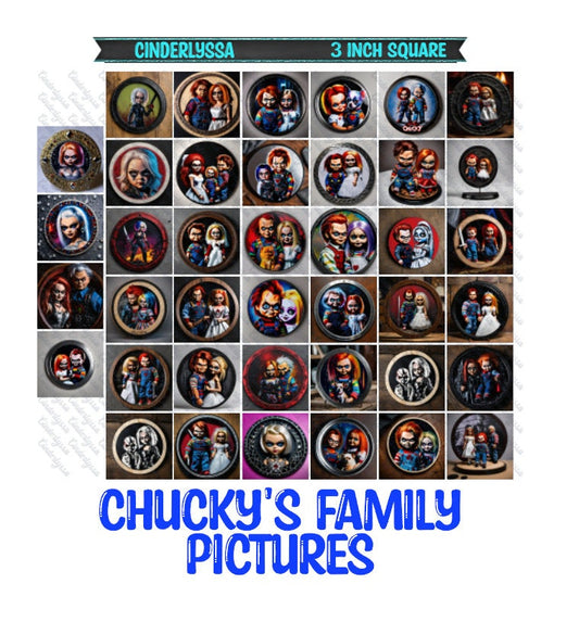 3 inch Square: Chucky's Family Pictures - Inspired Theme Cardstock/Picture With Beveled Edge Silicone Mold, Aroma Bead Molds, Freshie Mold