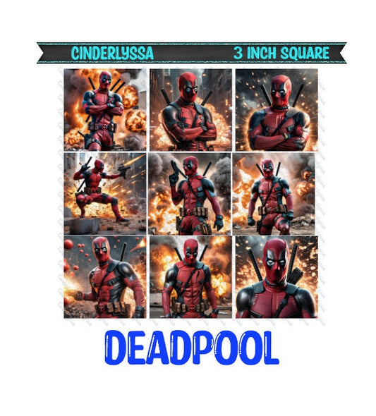 3 inch Square: Deadpool - Movie Inspired Theme Cardstock/Picture With Beveled Edge Silicone Mold, Aroma Bead Molds, Car Freshener Mold