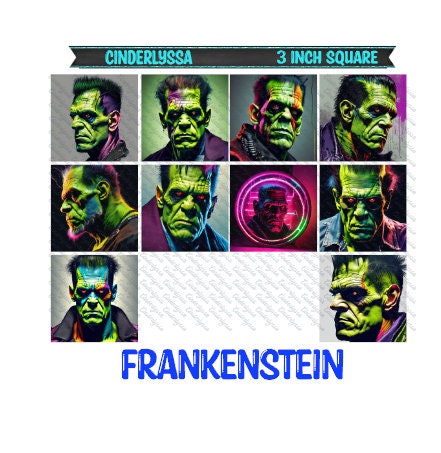 3 inch Square: Frankenstein Inspired Theme Cardstock/Picture With Beveled Edge Silicone Mold, Aroma Bead Molds,Car Freshener Mold