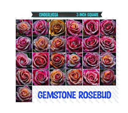 3 inch Square: Gemstone Rosebud Theme Cardstock/Picture With Beveled Edge Silicone Mold, Aroma Bead Molds, Car Freshener Mold