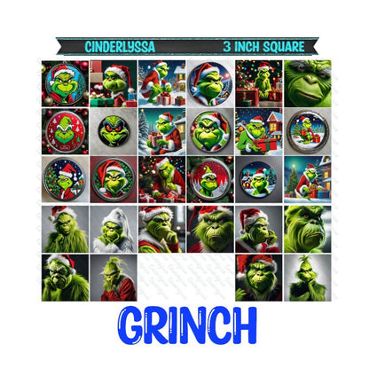 3 inch Square: Grinch/Mean One/Green man Theme Cardstock/Picture With Beveled Edge Silicone Mold, Aroma Bead Molds, Car Freshener Mold