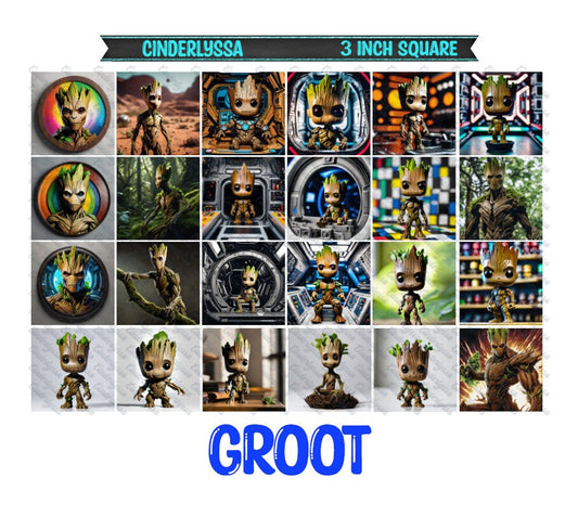 3 inch Square: Groot - Movie Inspired Theme Cardstock/Picture With Beveled Edge Silicone Mold, Aroma Bead Molds, Car Freshener Mold