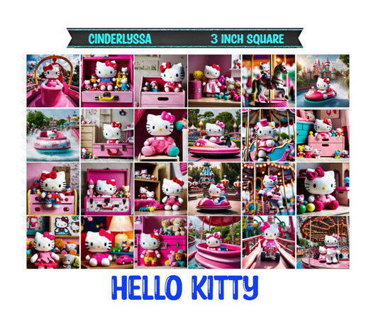 3 inch Square: Hello Kitty Theme Cardstock/Picture With Beveled Edge Silicone Mold, Aroma Bead Molds, Car Freshener Mold
