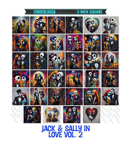 3 inch Square: Jack & Sally In love Vol. 2 Theme Cardstock/Picture With Beveled Edge Silicone Mold, Aroma Bead Molds, Car Freshener Mold