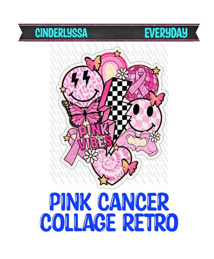 Pink Cancer Collage Retro: Disco Ball, Smiley, Awareness, Leopard Silicone Mold, Aroma Bead Molds, Car Freshener Mold, Premium Cardstock