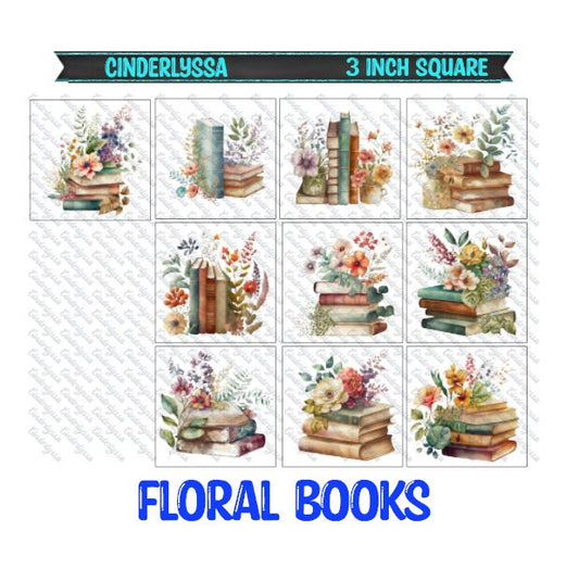 3 inch Square: Floral Books Theme Cardstock/Picture With Beveled Edge Silicone Mold, Aroma Bead Molds, Car Freshener Mold