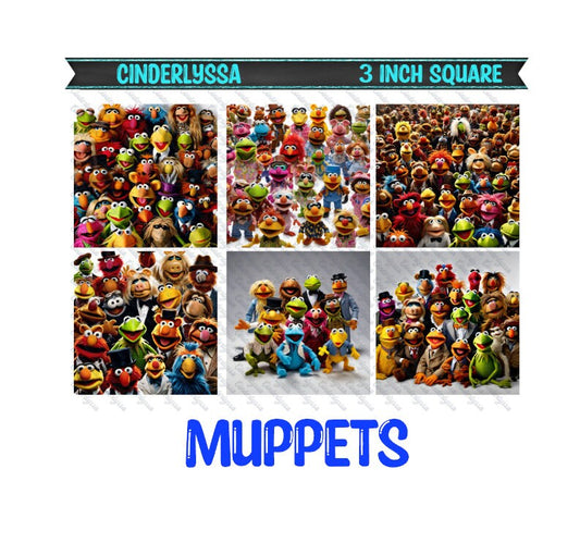 3 inch Square: Muppets Group - Movie Inspired Theme Cardstock/Picture With Beveled Edge Silicone Mold, Aroma Bead Molds, Car Freshie Mold