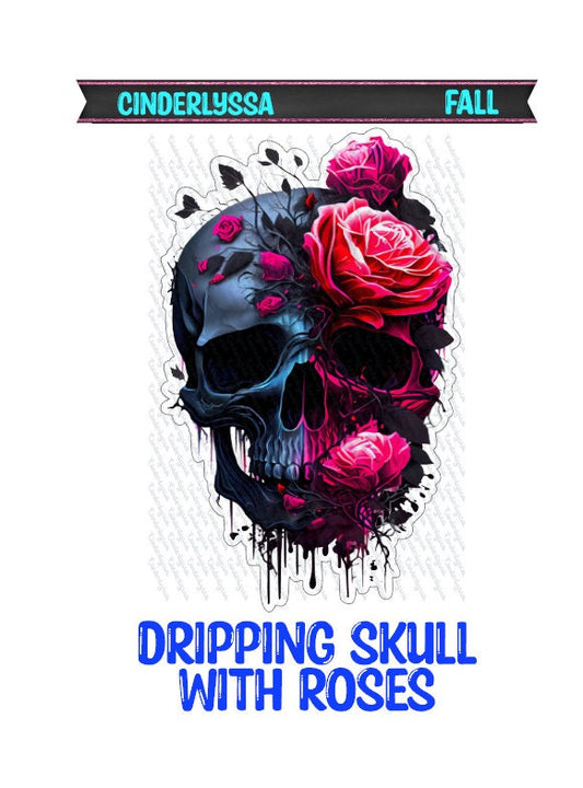 Dripping Skull with Roses Silicone Mold, Aroma Bead Molds, Car Freshener Mold, Premium Cardstock, Car Freshie Molds