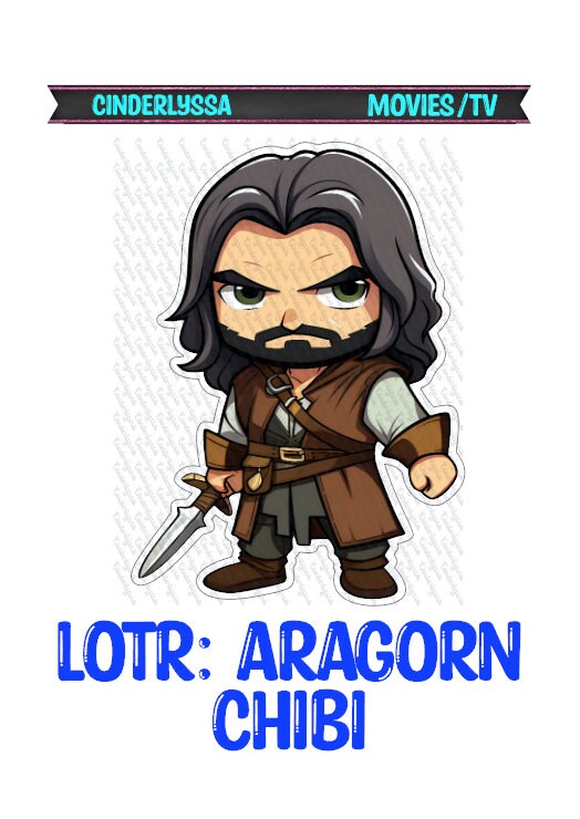 LOTR: Aragorn/Strider Chibi - Ranger of the North Movie Inspired Silicone Mold, Aroma Bead Molds,Car Freshener Mold,Premium Cardstock Images