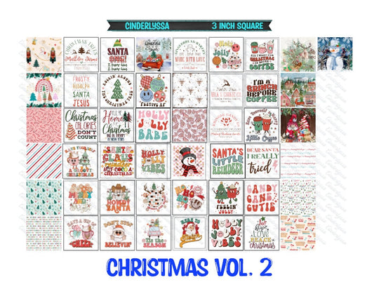 3 inch Square: Christmas Vol. 2 Theme Cardstock/Picture With Beveled Edge Silicone Mold, Aroma Bead Molds, Car Freshener Mold