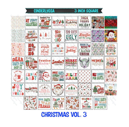 3 inch Square: Christmas Vol. 3 Theme Cardstock/Picture With Beveled Edge Silicone Mold, Aroma Bead Molds, Car Freshener Mold