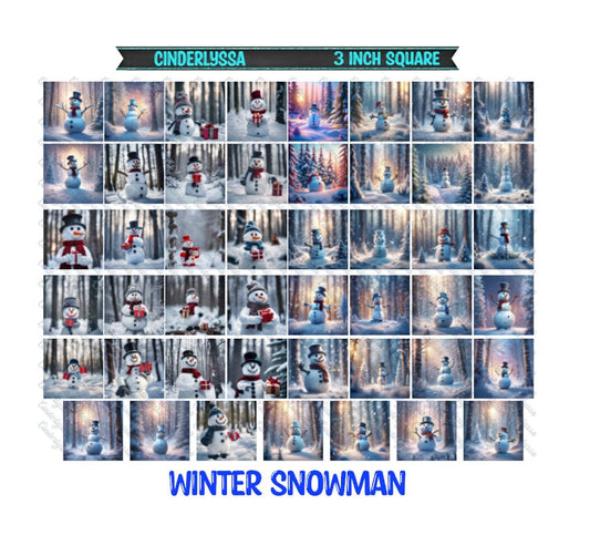3 inch Square: Winter Snowman Theme Cardstock/Picture With Beveled Edge Silicone Mold, Aroma Bead Molds, Car Freshener Mold