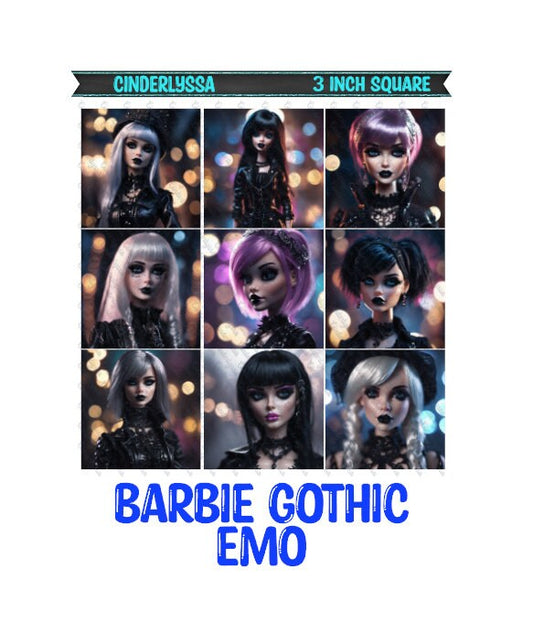 3 inch Square: Barbie Gothic EMO Theme Cardstock/Picture With Beveled Edge Silicone Mold, Aroma Bead Molds, Car Freshener Mold