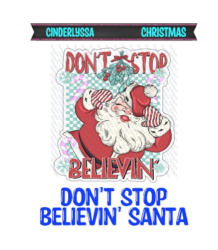 Don't Stop Believin' Santa: Retro with Mistletoe Silicone Mold, Aroma Bead Molds, Car Freshener Mold