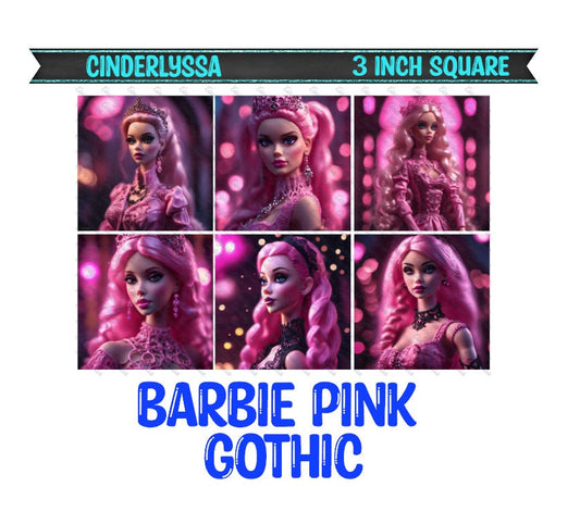 3 inch Square: Barbie Pink Gothic Theme Cardstock/Picture With Beveled Edge Silicone Mold, Aroma Bead Molds, Car Freshener Mold