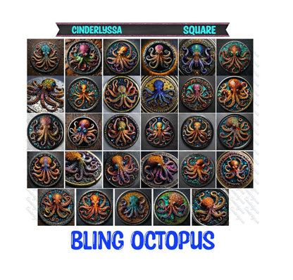 3 inch Square: Bling Octopus Theme Cardstock/Picture With Beveled Edge Silicone Mold, Aroma Bead Molds, Car Freshener Mold