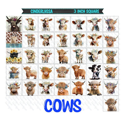 3 inch Square: Cows Theme Cardstock/Picture With Beveled Edge Silicone Mold, Aroma Bead Molds, Car Freshener Mold