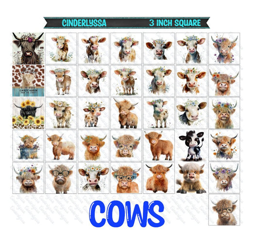 3 inch Square: Cows Theme Cardstock/Picture With Beveled Edge Silicone Mold, Aroma Bead Molds, Car Freshener Mold