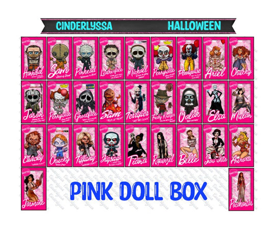 Single Pink Doll Box - Halloween Silicone Mold, Aroma Bead Molds, Car Freshener Mold, Premium Cardstock Images