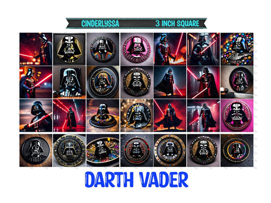 3 inch Square: Darth Vader - Movie Inspired Theme Cardstock/Picture With Beveled Edge Silicone Mold, Aroma Bead Molds, Car Freshener Mold