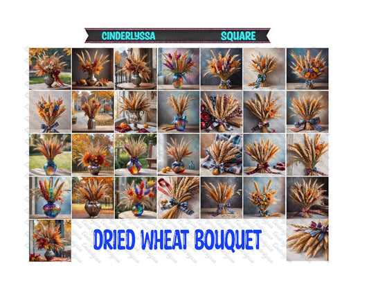 3 inch Square: Dried Wheat Bouquet Theme Cardstock/Picture With Beveled Edge Silicone Mold, Aroma Bead Molds, Car Freshener Mold