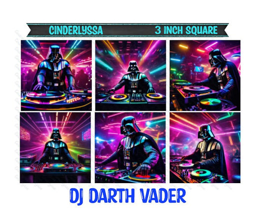 3 inch Square: DJ Darth Vader - Movie Inspired Theme Cardstock/Picture With Beveled Edge Silicone Mold, Aroma Bead Molds, Car Freshener Mold