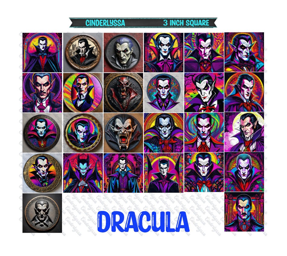 3 inch Square: Dracula - Movie Inspired Theme Cardstock/Picture With Beveled Edge Silicone Mold, Aroma Bead Molds,Car Freshener Mold