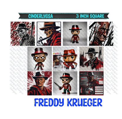 3 inch Square: Freddy Krueger - Movie Inspired Theme Cardstock/Picture With Beveled Edge Silicone Mold, Aroma Bead Molds,Car Freshener Mold