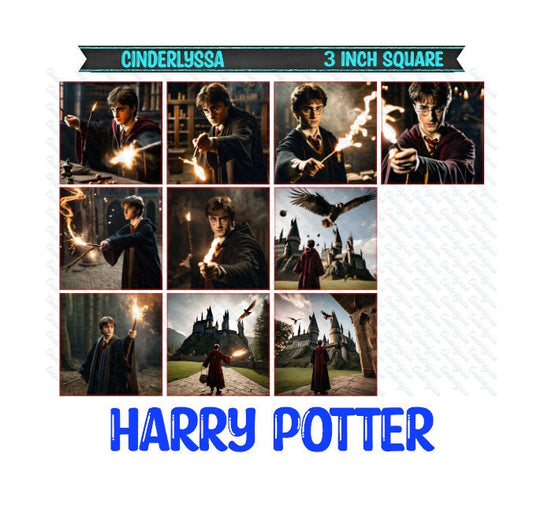 3 inch Square: Harry Potter - Movie Inspired Theme Cardstock/Picture With Beveled Edge Silicone Mold, Aroma Bead Molds, Car Freshener Mold