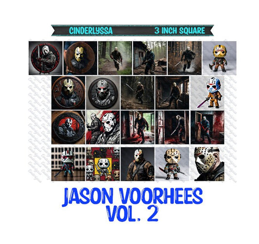3 inch Square: Jason Voorhees Vol. 2 - Inspired Theme Cardstock/Picture With Beveled Edge Silicone Mold, Aroma Bead Molds,Car Freshie Mold