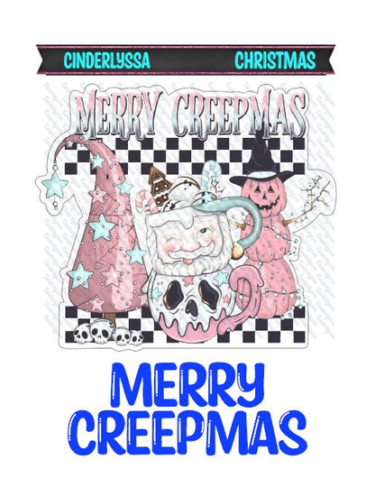 Merry Creepmas - Inspired, Santa/Snowman cup, Tree & Stars Silicone Mold, Aroma Bead Molds, Car Freshener Mold, Premium Cardstock Images