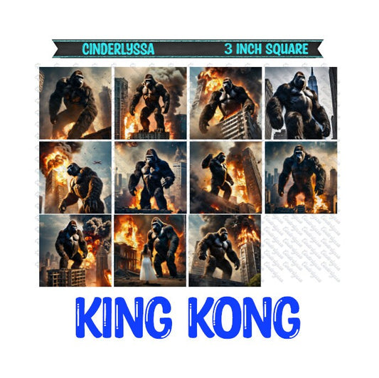 3 inch Square: King Kong - Movie Inspired Theme Cardstock/Picture With Beveled Edge Silicone Mold, Aroma Bead Molds, Car Freshener Mold