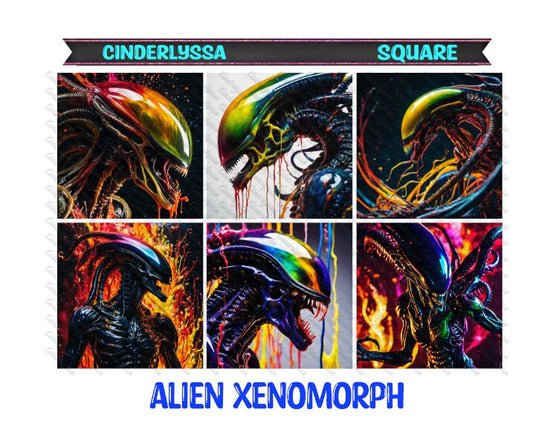 3 inch Square: Alien Xenomorph -Movie Inspired Theme Cardstock/Picture With Beveled Edge Silicone Mold, Aroma Bead Molds, Car Freshener Mold