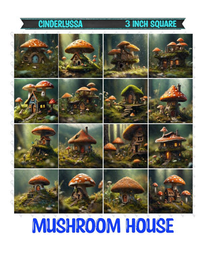 3 inch Square: Mushroom House Theme Cardstock/Picture With Beveled Edge Silicone Mold, Aroma Bead Molds, Car Freshener Mold