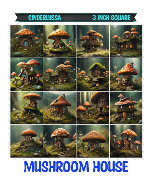 3 inch Square: Mushroom House Theme Cardstock/Picture With Beveled Edge Silicone Mold, Aroma Bead Molds, Car Freshener Mold