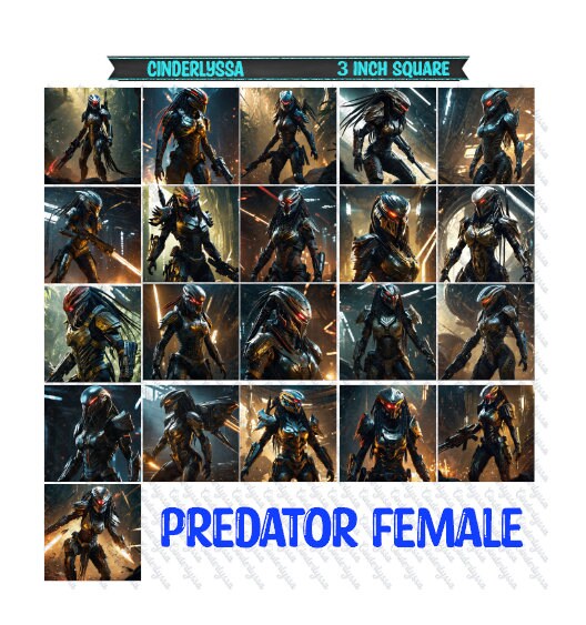 3 inch Square: Predator Female Theme Cardstock/Picture With Beveled Edge Silicone Mold, Aroma Bead Molds, Car Freshener Mold